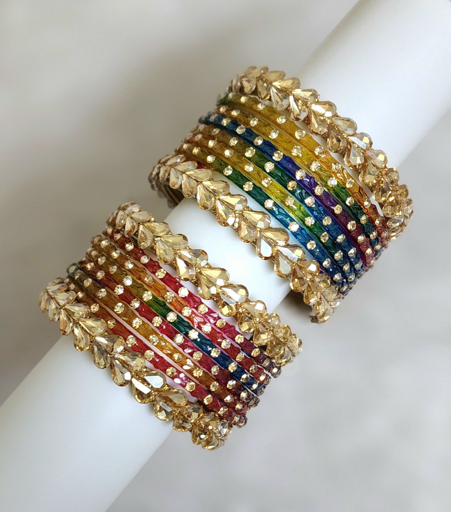 Glass bangle set dark multi (GLB1013)