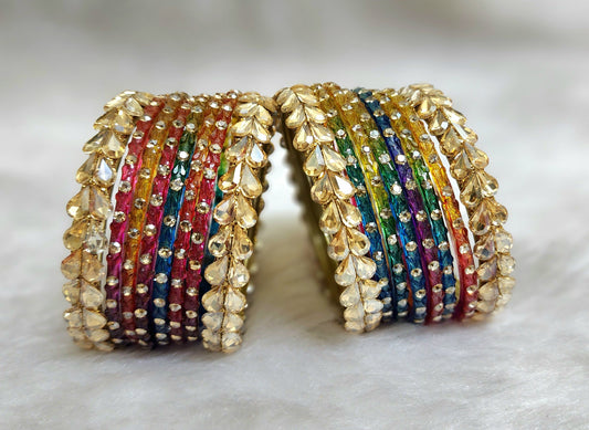 Glass bangle set dark multi (GLB1013)