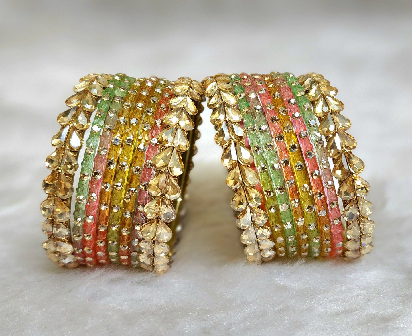 Glass bangle set light multi (GLB1012)