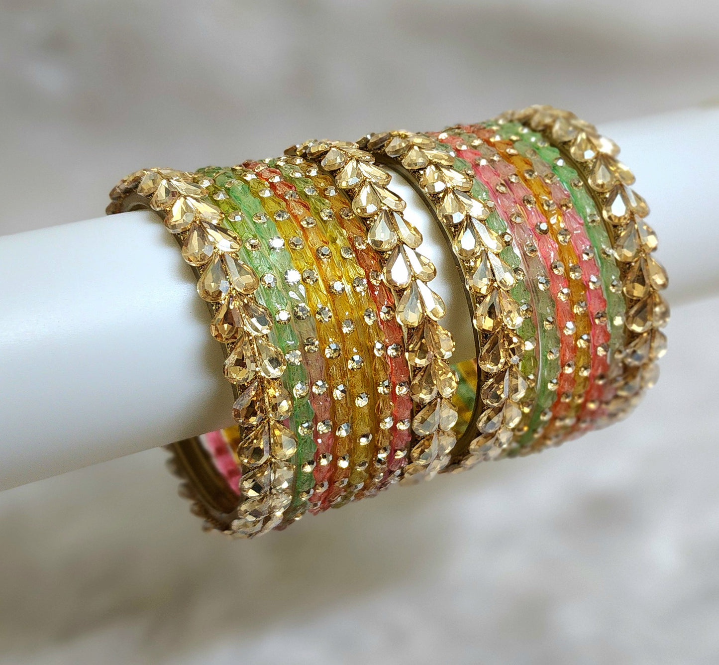 Glass bangle set light multi (GLB1012)