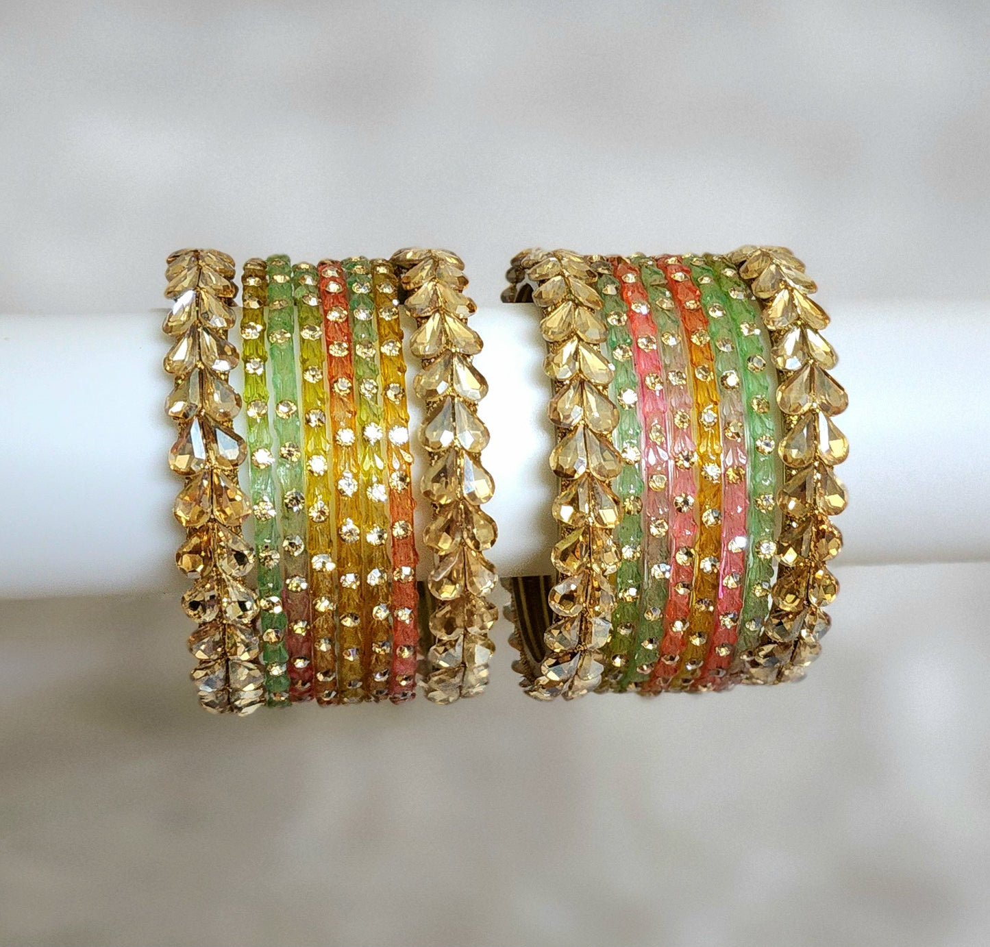 Glass bangle set light multi (GLB1012)