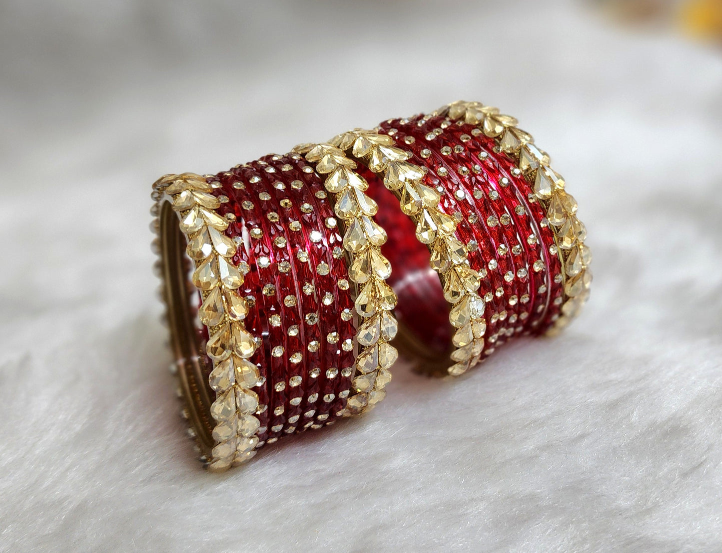 Glass bangle set red (GLB1009)