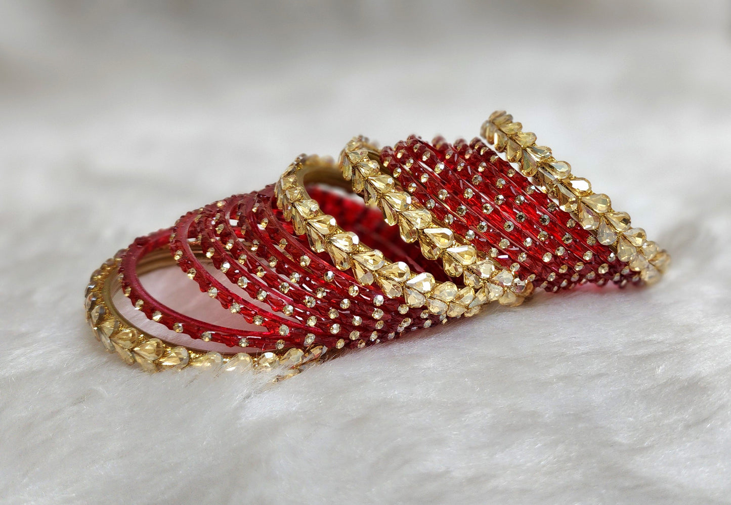 Glass bangle set red (GLB1009)